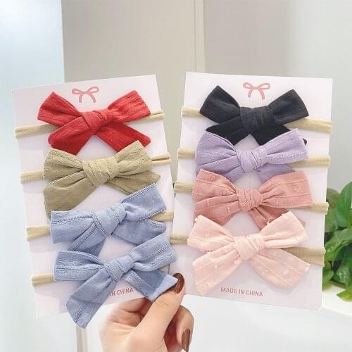 4PCS/Set Solid Color Nylon Baby Headband Girl Newborn Headbands Soft Cotton Elastic Hair Bands GiftsTurban Kids Hair Accessories