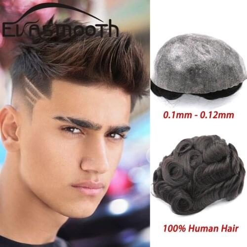 Super Thin Skin Men Toupee Strong Knot Hair Replacement Undetectable Replacement System Indian Remy Human Hair Men Wig