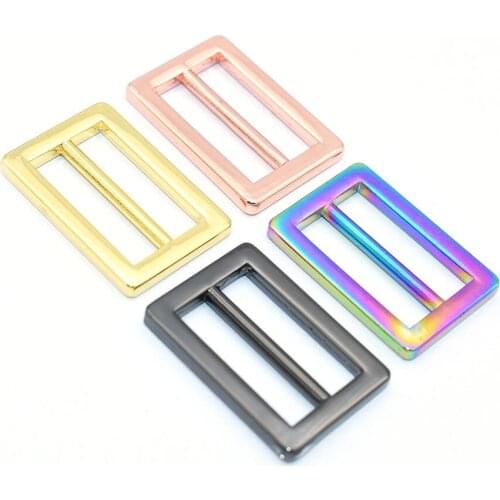 Rainbow Metal Belt Buckle Double Bar Buckle 20mm Adjuster Buckle Rectangle Purse Buckles for straps Replacement Handbag webbing
