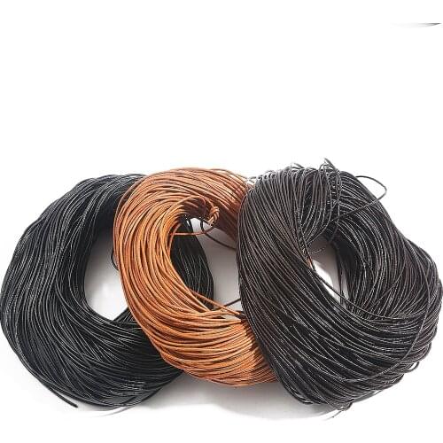 1-5M 1.0/1.5/2/2.5/3/4/5mm NaturalGenuine Cow Leather Round Thong Cord DIY Bracelet Findings Rope String For Jewelry Making
