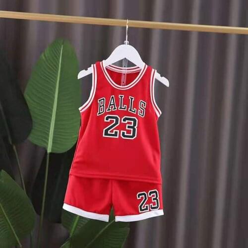 Boys Sports Basketball Clothes Suit Summer New Childrens Fashion Leisure Letters Sleeveless Baby Vest + T-shirt 2pcs sets kids