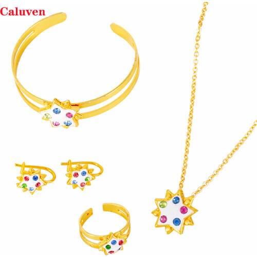 Bridal Jewerly Rainstone Star Jewelry sets for baby accessories Kids Bangles Earring Rings Sets African jewerly charms
