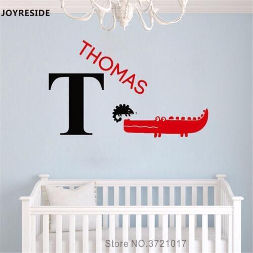 JOYRESIDE Little Alligator With Personalized Name Wall Decal Vinyl Sticker Home Kids Boys Bedroom Decor Interior Design A673