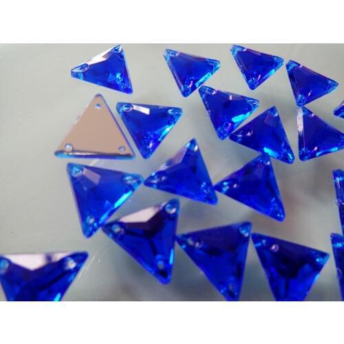 Royal blue 200pcs 12mm Triangle shape crystal sew on stones flatback rhinestones loose beads gemstone free shipping