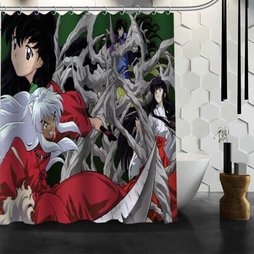 Custom Inuyasha Anime Shower Curtain 12 Hooks For The Bathroom High Quality Polyester Fabric Bath Curtain 3D Printing
