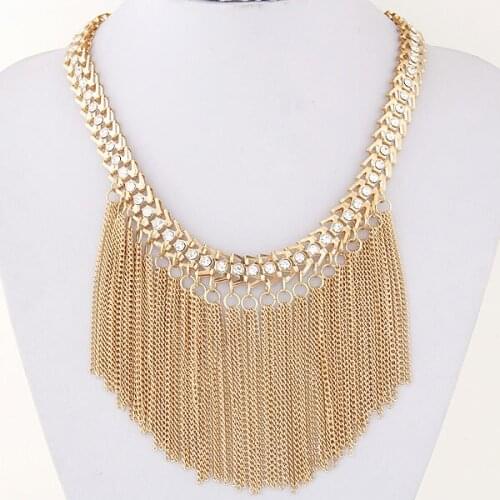 Statement necklace Fashion Necklace for Women 2016 Vintage casual collar chain choker Long tassels necklaces & pendants bijoux