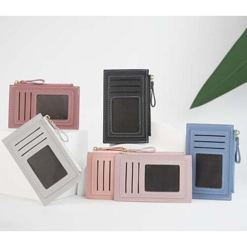 Mini ladies PU leather ID card holder, bank credit card holder, multi-slot ultra-thin coin purse, card holder for men and women