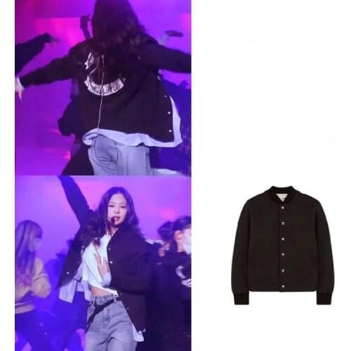 Kpop IU Seo Yea Ji Black Single-Breasted Wild Loose O-neck Jackets Women Streetwear Casual Thin Cardigan Long-Sleeved Outerwear