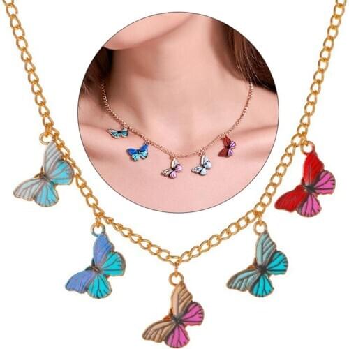 1pc Creative Lady Necklace Fashion Retro Butterfly Pendant Decor Charm Pendant Necklace Choker Necklace Jewelry Accessories