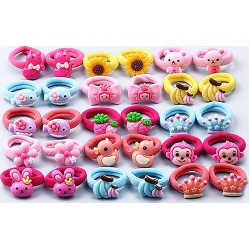 10Pcs/Lot Baby Elastic Hair Bands Girl Headbands Hair Ropes Girls Ponytail Holders Cartoon Baby Hair Accessories Gum Clips
