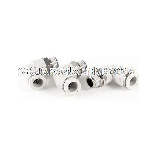 10mm x 1/4" PT Male Thread 90 Degree Elbow Pipe Connect Quick Fittings 3pcs