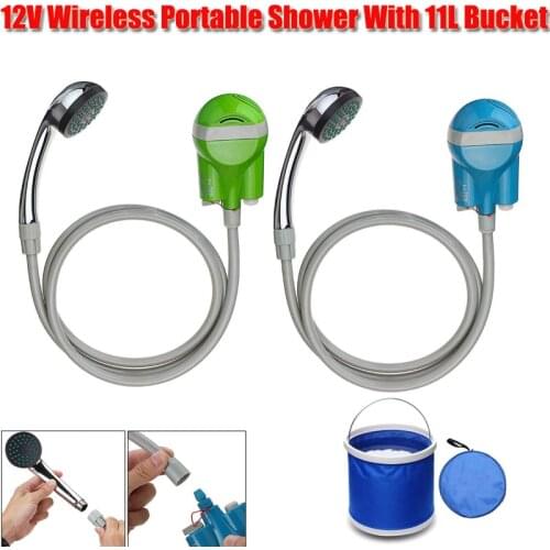 12V Wireless USB Rechargeable Shower Head Water Pump Nozzle Sport Car Washer Camping Shower With 11L Oxford Cloth Folding Bucket