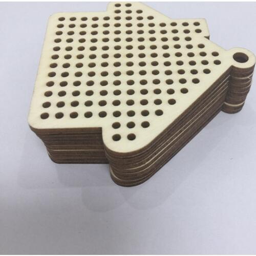 20 pcs free shipping wooden cross stitch embroidery blanks perforated plywood laser cut wood embroidery stitching on wood