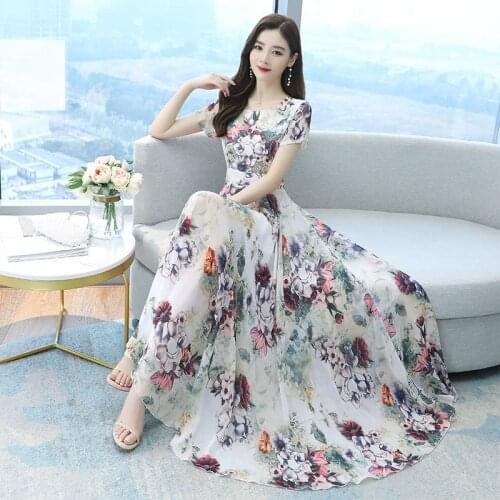 2021 new Korean version plus size womens dress, spring chiffon dress