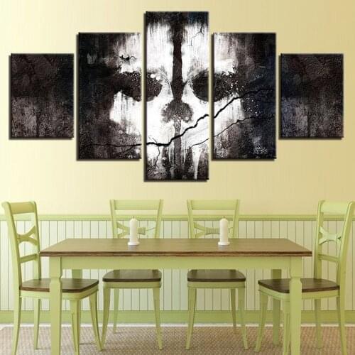 No Framed Canvas 5Pcs Call of Duty Soldier Weapon Game Wall Art Posters Pictures Paintings Home Decor for Living Room Decoration