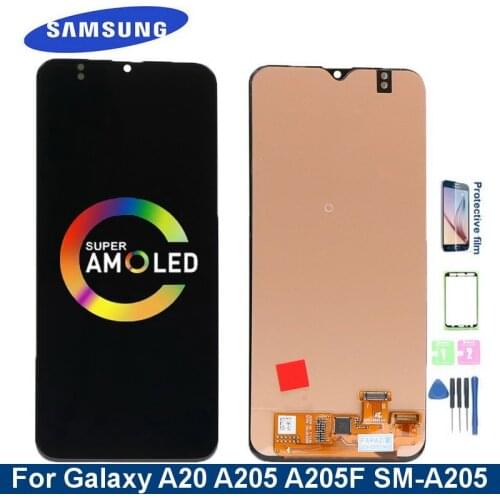 6.4'' Super AMOLED A205 Display For SAMSUNG Galaxy A20 2019 SM-A205F A205FN A205GN LCD Display Touch Screen Digitizer Assembly
