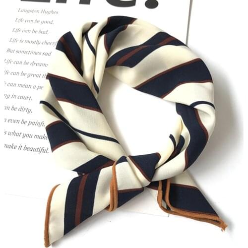 Free shipping 50*50cm High Quality Silk Scarf Women Multicolor Soft Square Decorative Head Scarf Stripe Print Kerchief Neck Wrap