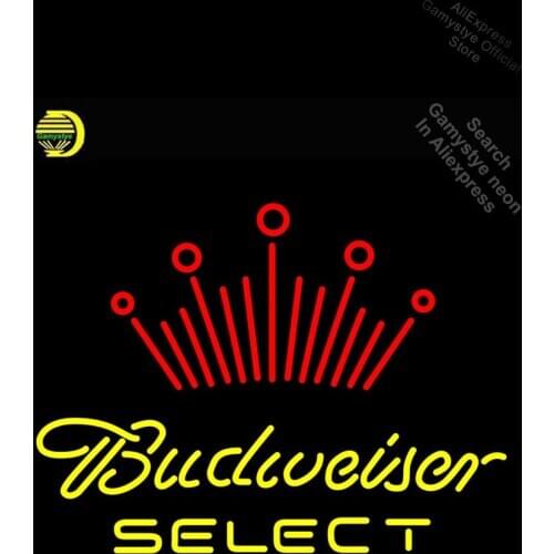Budweise Select Neon Sign Neon Bulbs Sign GLASS Tube Handcraft neon Light Signs Outdoor Wall Light Crown Roya Sign Letrero Neon