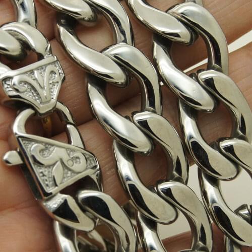 Trendy 13mm/15mm Mens Jewelry Silver Color 316L Stainless Steel Curb Cuban Link Chain Necklace Wholesale Fashion Jewelry