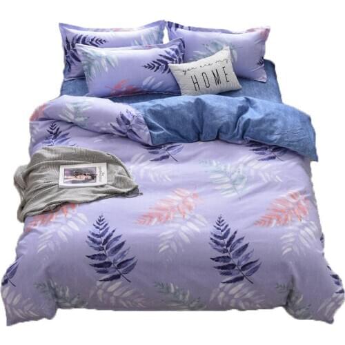 Floral Watercolor Leaves Flowers Art Print Duvet cover set 4Pcs 100%Egyptian Cotton Bedding set with Bed Sheet Pillowcase