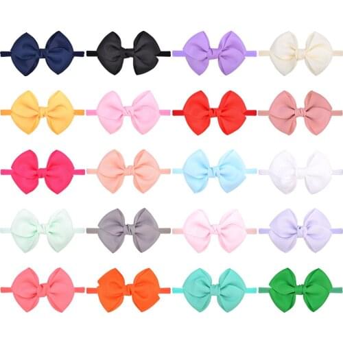 20PCS/LOT Winter Girls 3.6Inch Fashion Nylon Solid Baby Headband For Children Hairband Newborn Toddler Kids Hair Accessories 420