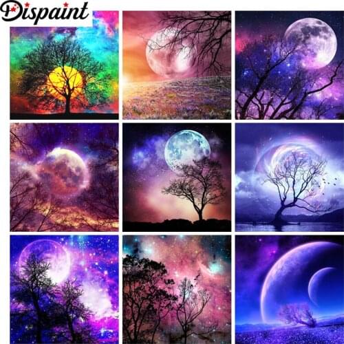 Dispaint Diamond Painting Cross Stitch "Moon night scenery" 5D DIY Diamond Embroidery Full Square/round Rhinestone Of Picture