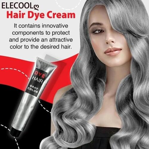 ELECOOL Smoky Gray Punk Style Light Grey Silver Grandma Gray Hair Dye Color Unisex Color Hair Wax Dye Cream Fashion Hair Color