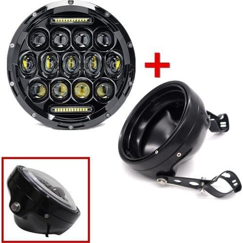 7 Inch 75W Headlight Housing Bracket With Motorcycle Headlight For Bobber Cafe Racer 7" Honda Yamaha Kawasaki Victor