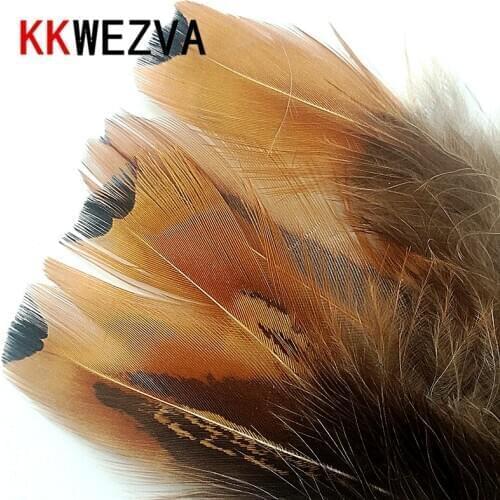 KKWEZVA 100pcs Natural Color Pheasant Feather Fly Tying Material for Fly Fishing Flies Hackle Making per pack