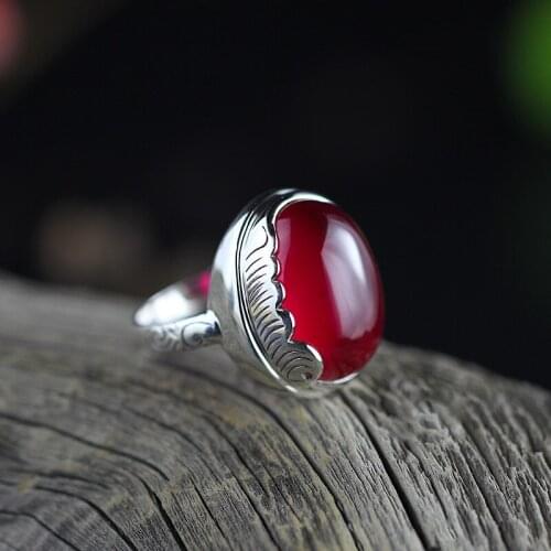 The character of silver fine ladies wholesale S925 red corundum autumn new ring