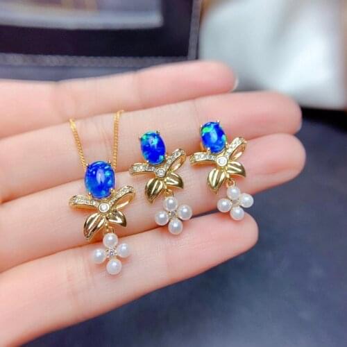 Natural Black Opal Suit, Necklace , Beautiful Fire, Golden color Wonderful Starlight Patterns, 925 Silver