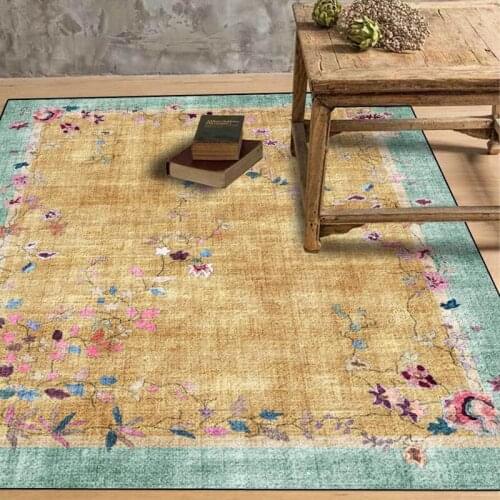 Rural Style Living Room Rug Area Traditional Chinese Printed Flower Home Decoration Bedside Rug Bedroom Non-slip Floor Mat