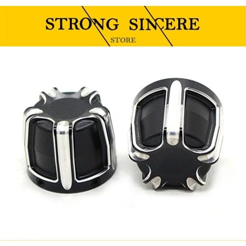 Motorcycle Front Axle Nut Cover Cap For Harley Softail Fat Boy Dyna V-Rod Touring Street Glide One Pair