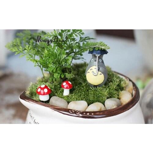 MagiDeal 20pcs Miniature Dollhouse Bonsai Fairy Garden Landscape Mushroom Decor Blue