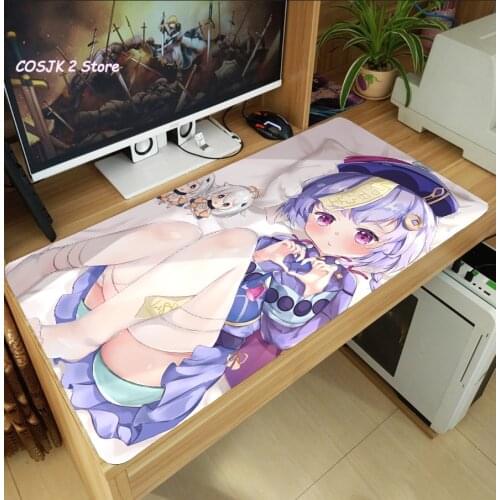 Anime Game Genshin Impact Qiqi Cute Large Mouse Pad Gaming Computer Desk Keyboard Mat Anti-Slip Playmat Mousepad Cosplay Gift
