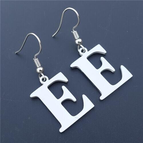 Fashion Alphabet E Stainless Steel Letter Earrings For Women Girls Jewelry