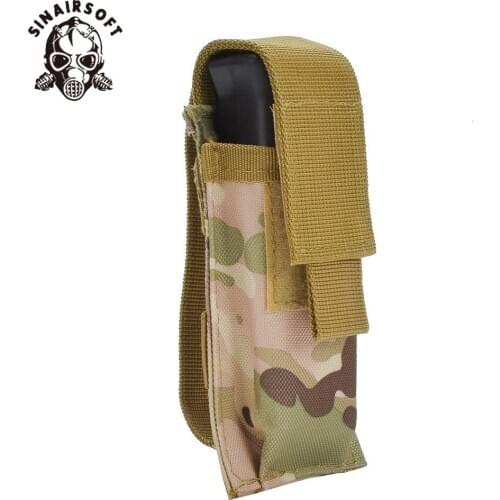Molle Tactical Single Pistol Magazine Pouch Flashlight Torch Holder Case Outdoor Hunting Knife Light Holster Camo Multi Tool Bag
