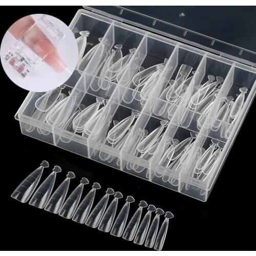120pcs/Box Clear False Nails Fake Tips Artificial Full Cover Acrylic Nails Almond/ C Curve Extension Building Nail Forms Ta#031