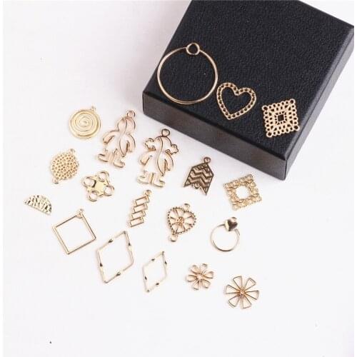 New 50pcs/lot geometry rounds/flowers/hearts/polygon shape alloy floating locket charms diy jewerly earring pendant accessory