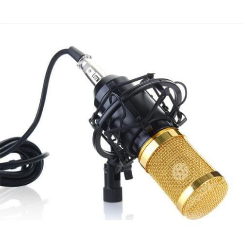 Newest BM-800 Professional Studio Microphone Set:Mic+Mic Shock Mount+Anti-wind Cap+Mic Power Cable for Recording KTV Karaoke