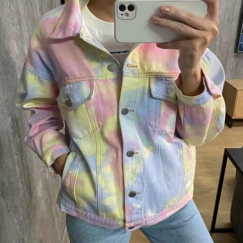 2021 spring and autumn new love hug the same clothes rainbow clothes color tie-dye jacket men and women