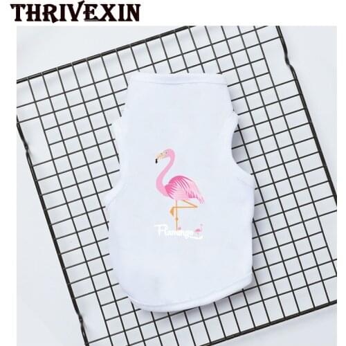 Dog Clothes Small Dog Teddy Bichon Puppy Pet Cat Thin Vest Puppies T-shirt Flamingo Printed Dog Vest for Small Medium Dogs