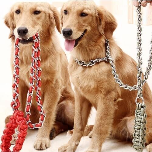 Dog Collar Rope Anti Bite Collar Dog Leash Strengthen Metal Chain Leash Pet Shop Dog Accessories Training Chain Large Pet DL615