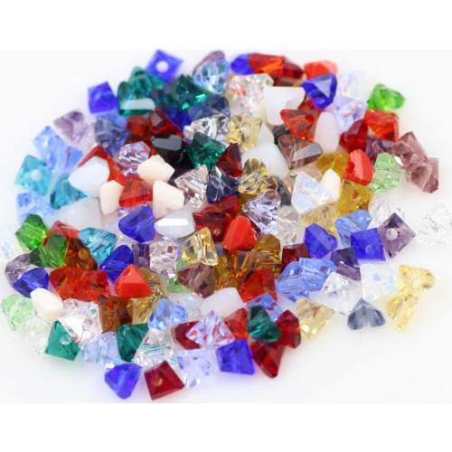 ZHUBI 95PCS/LOT Sharp Bicone Beads 6MM DIY Making Crystal Glass Faceted Beads Crafts Material Wholesale Costume Charm Jewelry