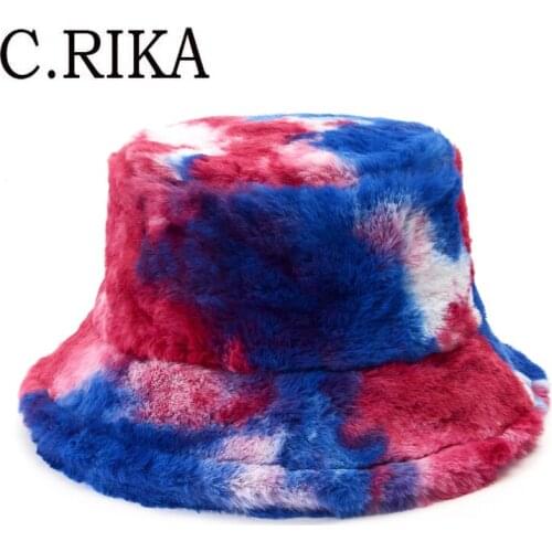 New Tie Dye Bucket Hat Women Autumn Winter Outdoor Warm Soft Fisherman Hat Bob Lady Girl Travel Fashion Hip Hop Basin Cap Panama