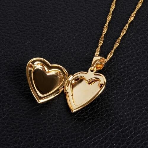 Heart allah pendant Jewelry 18 K Yellow Solid Gold Filled Muslim Open Pendant Necklace With Chain