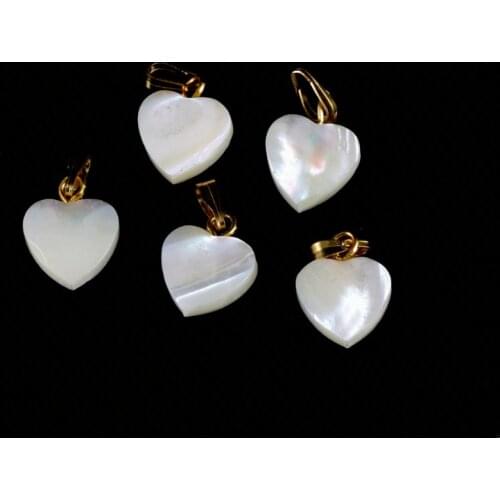 Natural white shell Heart shape Pendant necklace pendant pendant diy necklace for Jewelry Making size10*14mm