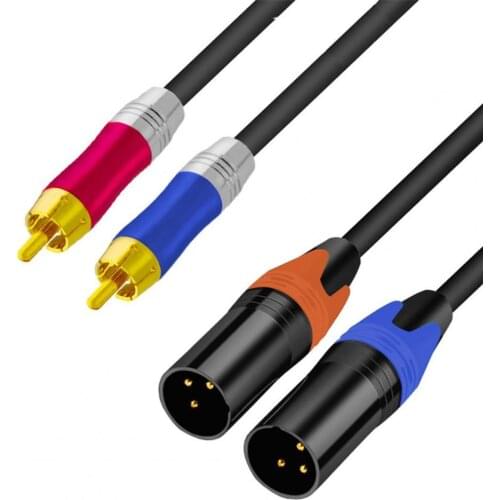 2 Male XLR to 2 Female RCA Portable Cable Stable Contact Connector HiFi Stereo Audio Wire for Amplifier