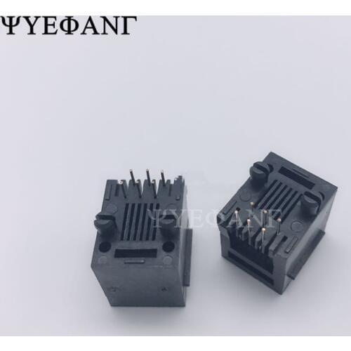 10pcs RJ11 Socket 52-6P6C Seat RJ12 Phone Jack Female Crystal Head Socke 180 degrees Vertical 6P6C Telephone Connector