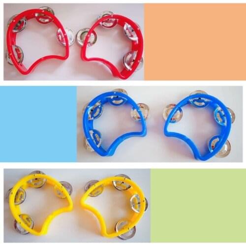 Handbell Hand Held Metal Bell Children Tapping Plastic Rattle Ball Percussion Party Game Toy for Kids Musical Instrument